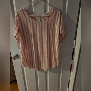 Maurices Peach and White Striped Blouse